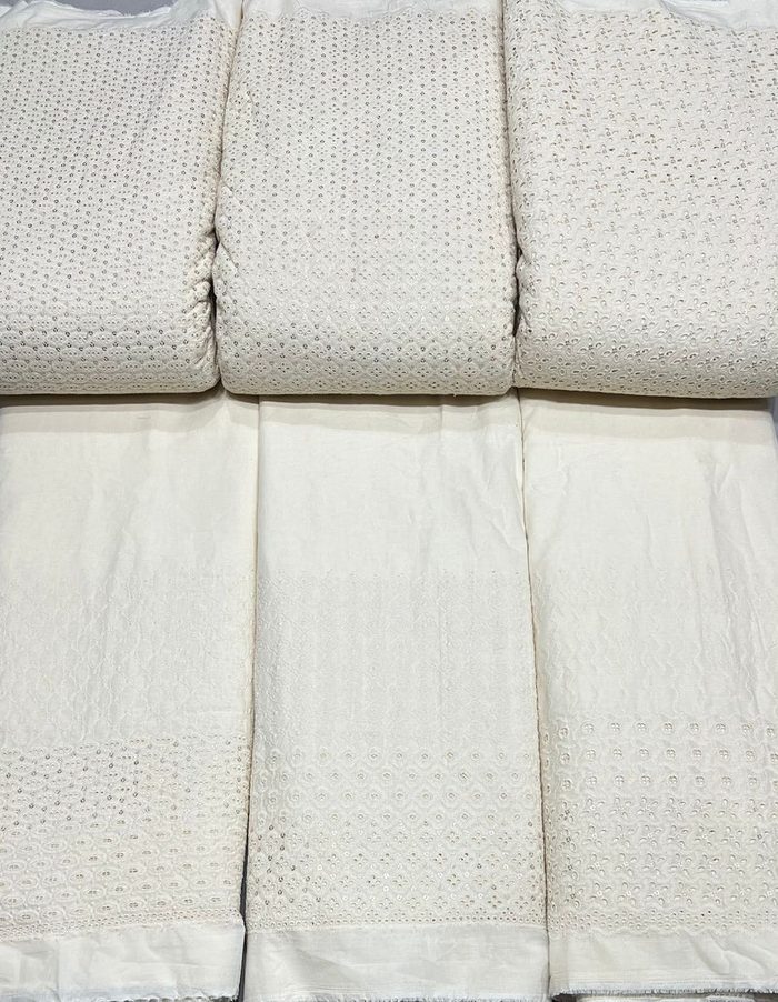 Chikankari embroidered fabric